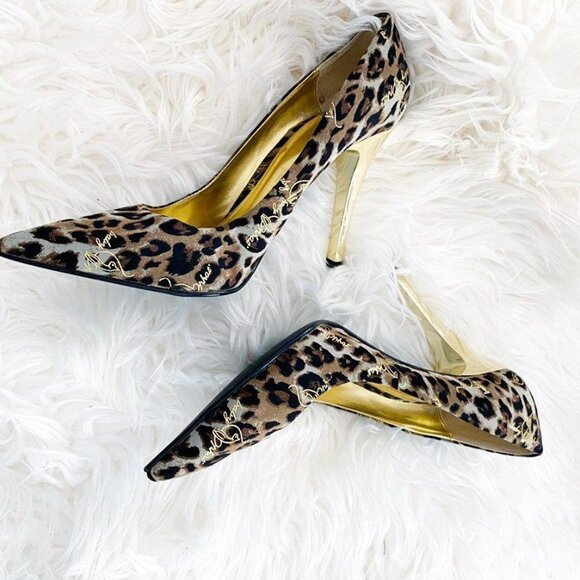 Baby Phat Leopard Print Gold Heels Vintage Y2K Customized 🎉HOST PICK 🎉 - Picture 7 of 12